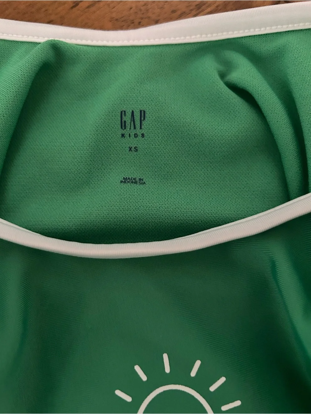 GAP Green One-Piece Swimsuit with White Trim and Sun Motif
